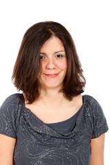 nice woman with gray blouse, portrait in studio