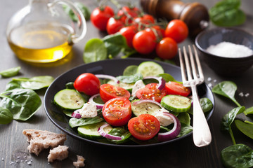 salad with tomatoes cucumber and goat cheese