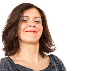 nice woman with gray blouse, portrait in studio