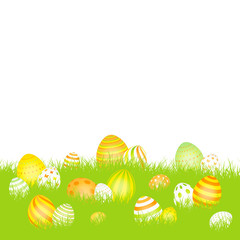 Easter Card Meadow Eggs Yellow/Orange/Green