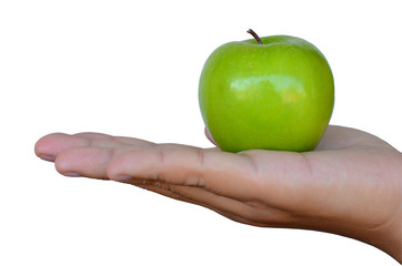 Green Apple in Woman Hand