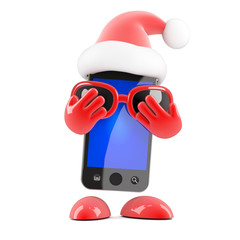 Smartphone Santa hides his face