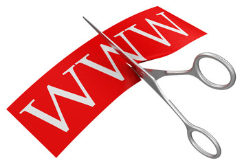 Scissors and www (clipping path included)