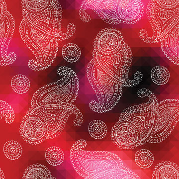 Decorative Ornament On The Red Pixels Background