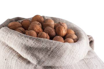 walnuts in the burlap bag