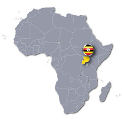 Afrikakarte mit Uganda