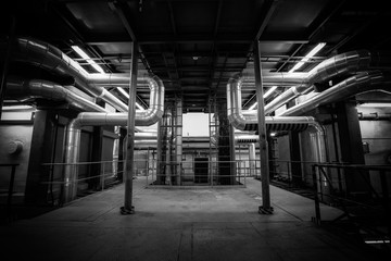 equipments, pipes in a modern thermal power plant