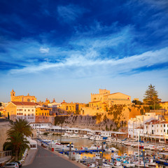 Fototapeta premium Ciutadella Menorca Port town hall and cathedral