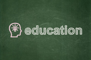 Fototapeta premium Education concept: Head With Lightbulb and Education