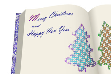 Christmas tree, wishes, Merry Christmas and Happy New Year, book