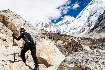 Woman hiking to Everest basecamp