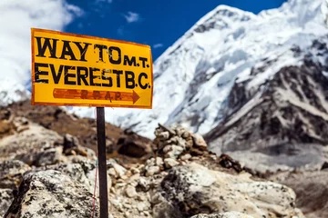 Küchenrückwand glas motiv Mount Everest Mount Everest-Wanderweg-Schild