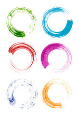 set of colorful brush stroke circles