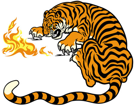 tiger with fire