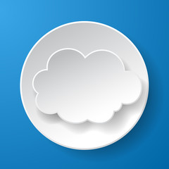 Abstract paper speech bubble in a shape of a cloud on blue backg