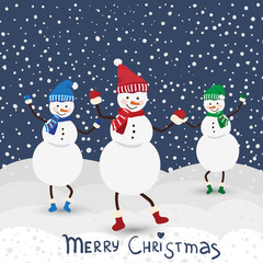 Christmas music card with dance snowman