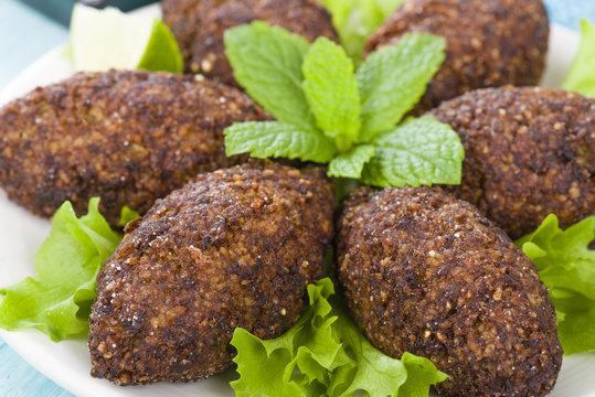 Kibbeh - Middle Eastern minced meat and bulghur fried snack