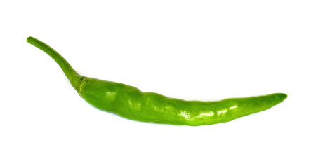Green hot chili peppers .