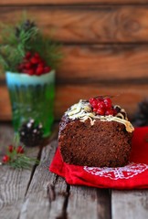 Fototapeta na wymiar Christmas chocolate cake.