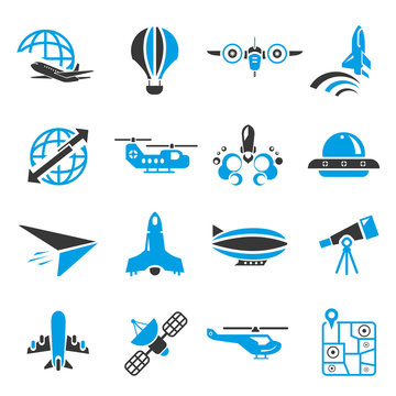 airplane icons, bluetheme