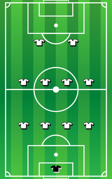 soccer field with team formation