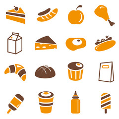 food and restaurant icons, orange theme