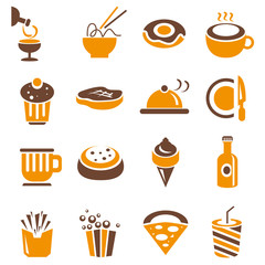 food and restaurant icons, orange theme