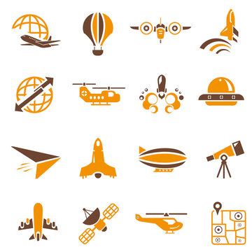 airplane icons, orange theme