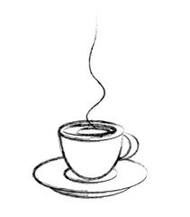 stylized cup of coffee, drawing style, vector