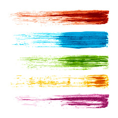 set of colorful grunge watercolor brush strokes