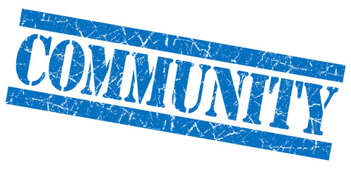 Community grunge blue stamp