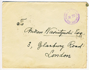 Antique censored WW1 tsarist era letter with London address