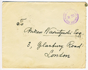 Antique censored WW1 tsarist era letter with London address
