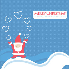 Christmas, New Year greeting card with lovely cartoon Santa