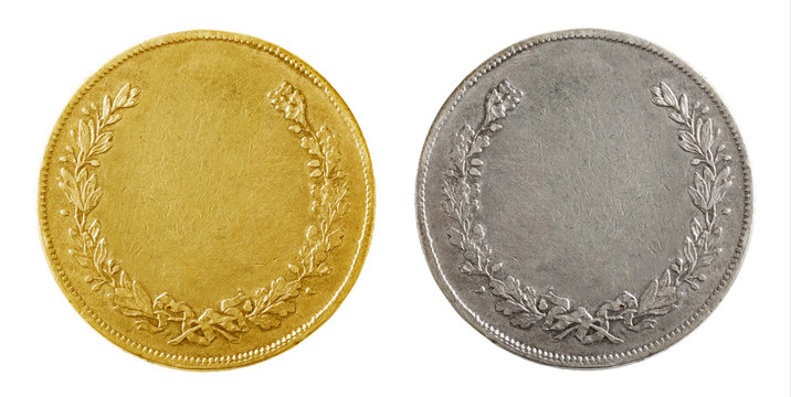 Old blank gold and silver coins