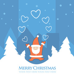 Christmas, New Year greeting card with Santa Claus