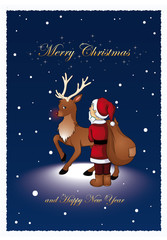 Grußkarte Santa Claus und Rudolph