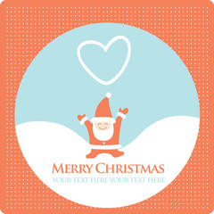 Christmas, New Year greeting card with lovely cartoon Santa