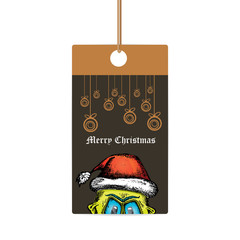 doodle style monster. merry christmas creative card
