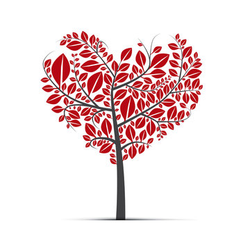 Abstract vector heart shaped tree
