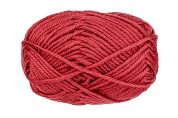 Ball of woolen thread on a white background