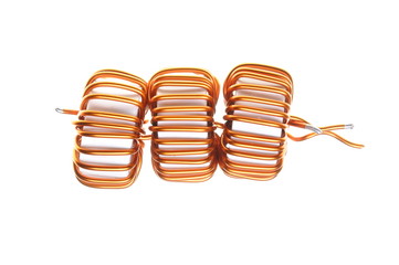 Copper coils isolated on white background