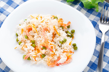 Rice with shrimps and peas
