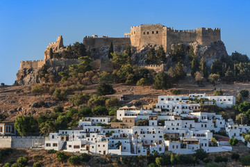 Obraz premium Lindos Castle and village