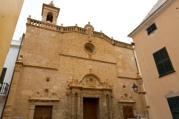 Menorca El Roser church in Ciutadella downtown at Balearics