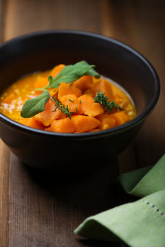 pumpkin and lentil soup