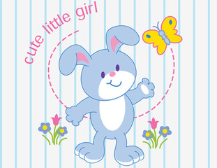 Illustration Featuring the Front View of a Smiling Rabbit