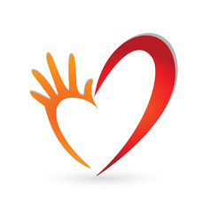 Help hands heart logo vector