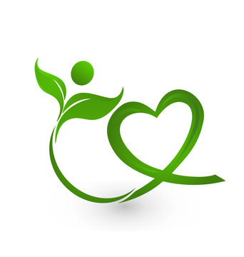 Vector of green nature with heart logo