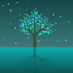 Tree at night illustration
